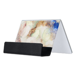 Glitter watercolor design desk business card holder