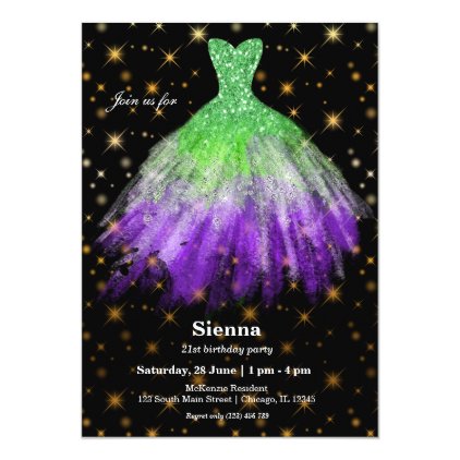 Glitter watercolor dresses card