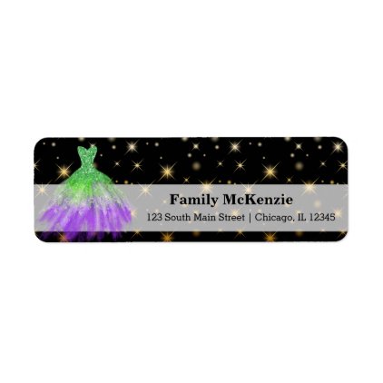 Glitter watercolor dresses label