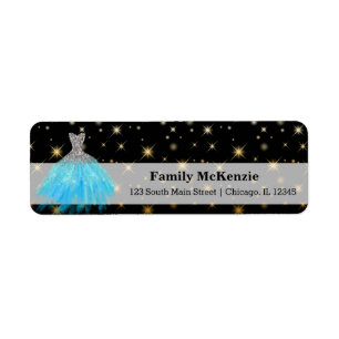 Glitter watercolor dresses label