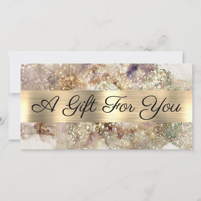 Glitter Watercolor Faux Foil Gift Certificate (Front)