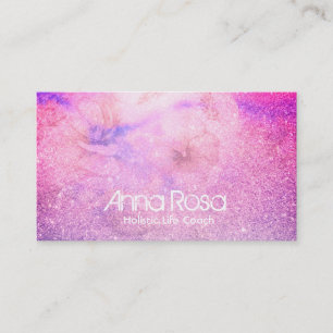 *~* Glitter Watercolor Flower Pink Blue Purple Business Card