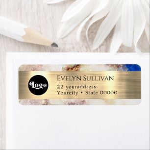 Glitter watercolor foil Logo Return Address Label