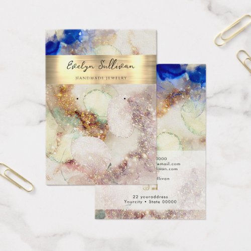 Glitter watercolor gold foil jewelry display card