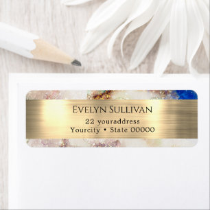 Glitter watercolor gold foil Return Address Label