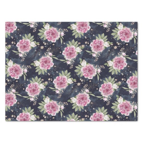 Glitter Watercolor Pink Blue Floral Girly Glam Tissue Paper