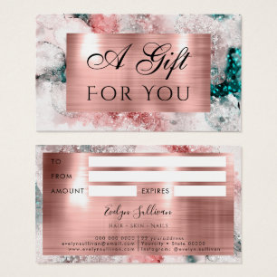 Glitter watercolor rose gold foil gift card