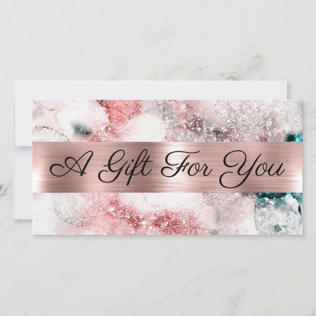 Glitter watercolor rose gold foil gift certificate (Front)