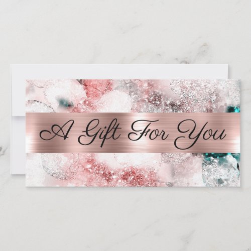 Glitter watercolor rose gold foil gift certificate