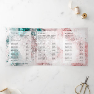 Glitter Watercolor Rose Gold Foil Trifold Brochure
