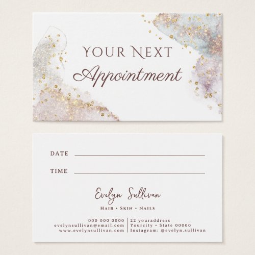 Glitter watercolor shapes appointment card