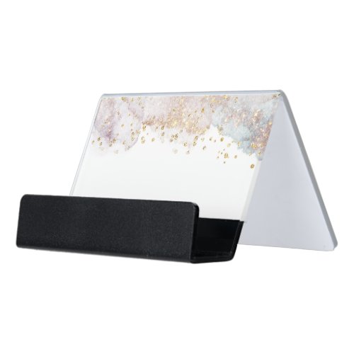 Glitter Watercolor Shapes Desk Business Card Holder