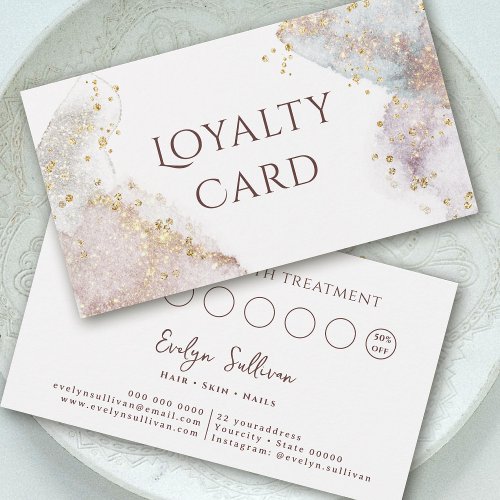 Glitter watercolor shapes loyalty card