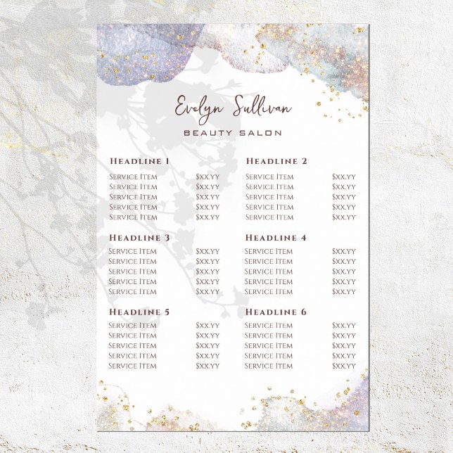 Glitter Watercolor Shapes Price List Poster (Creator Uploaded)