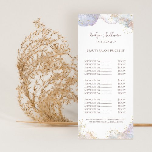 Glitter watercolor shapes price list rack card