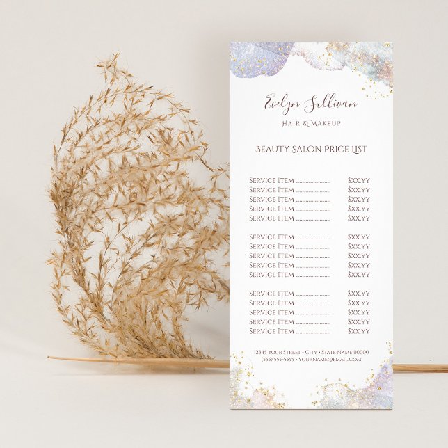 Glitter watercolor shapes price list rack card (Creator Uploaded)