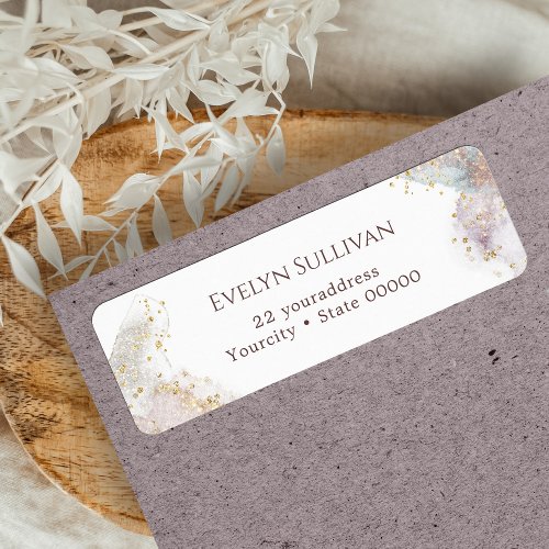 Glitter watercolor shapes return address label