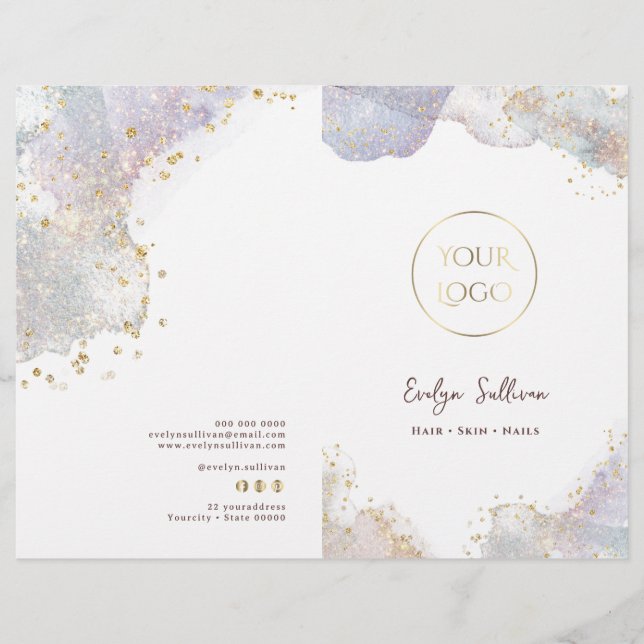 Glitter watercolor shapes service menu brochure (Front)