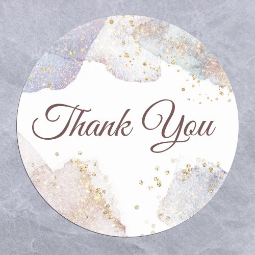 Glitter Watercolor Shapes Thank You Classic Round Sticker