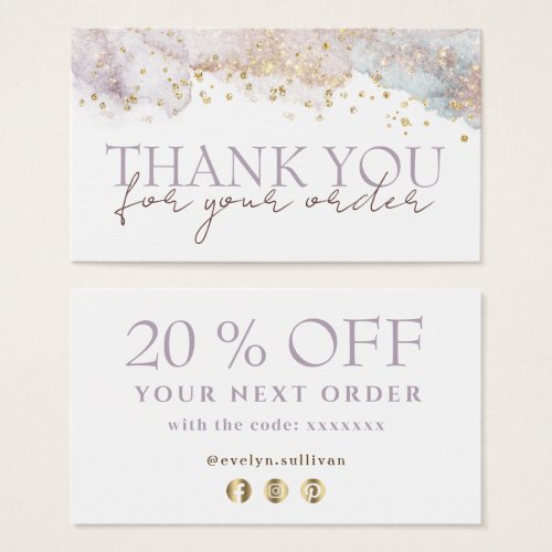Glitter watercolor shapes thank you discount card