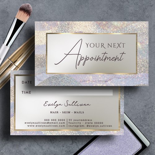 Glitter watercolor waves appointment card