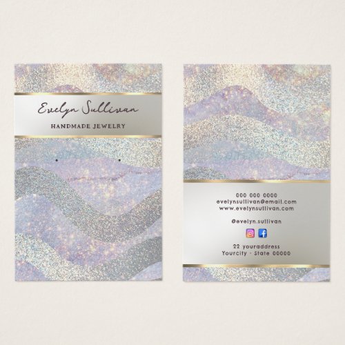 Glitter watercolor waves jewelry display card