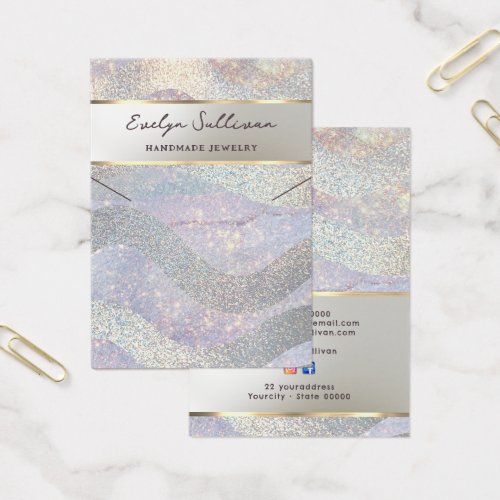 Glitter watercolor waves necklace display card