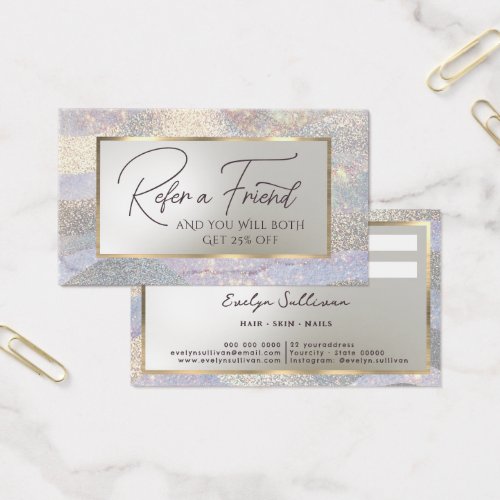 Glitter watercolor waves referral card
