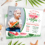 Glitter Watermelon 1st Birthday Photo Invitation
