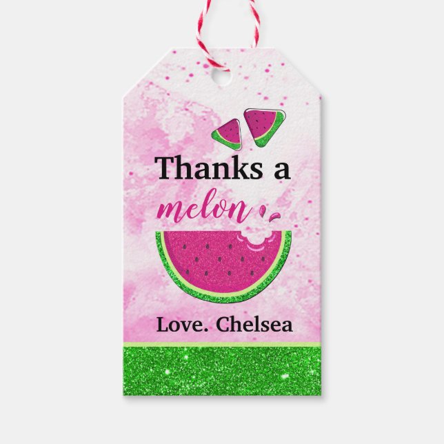 Glitter watermelon thanks Gift Tag (Front)