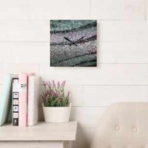 Glitter Waves Glam 1 Square Wall Clock
