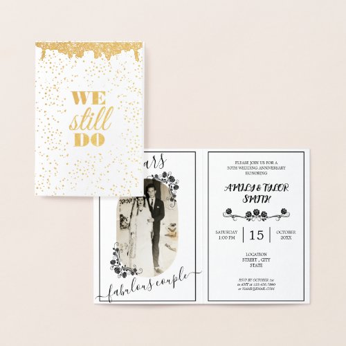Glitter Wedding Anniversary Picture Gold 50th  Foil Card