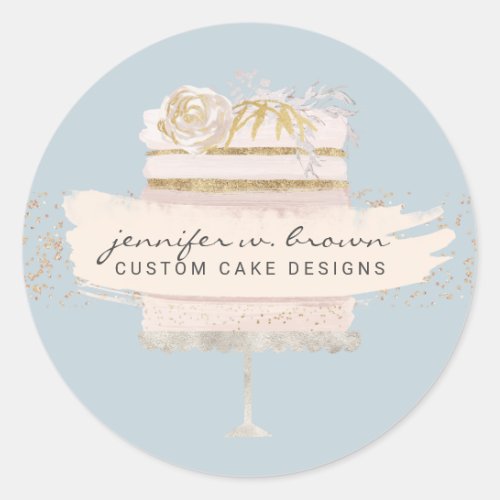 Glitter Wedding Cake Bakery Event Planner Classic Round Sticker