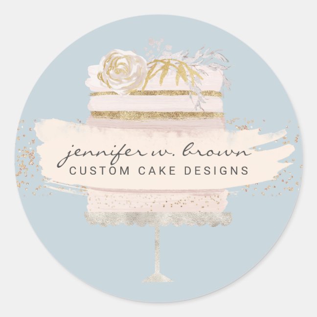Glitter Wedding Cake Bakery Event Planner Classic Round Sticker