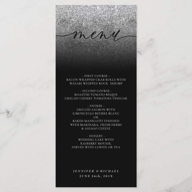 Glitter Wedding Ceremony Dinner Menu (Front)