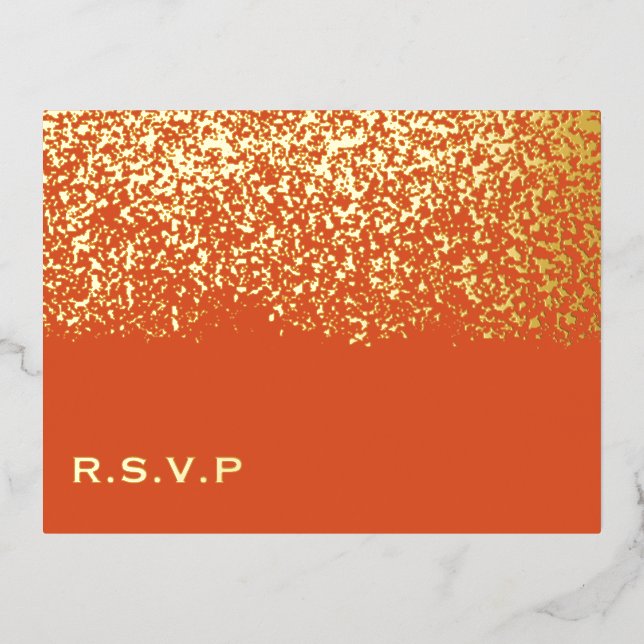 Glitter Wedding RSVP Foil Holiday Postcard (Front)