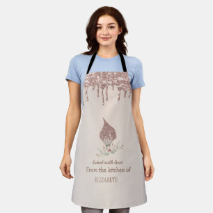 Glitter Whisk Rose Gold Glitter Drips Bakery Apron