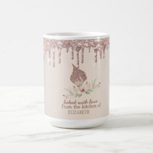 Glitter Whisk Rose Gold Glitter Drips Bakery Coffee Mug