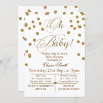 Glitter white and gold baby shower invitation