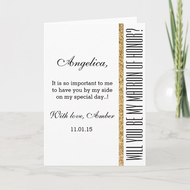 Glitter Will You Be My Matron of Honor Invitation (Front)