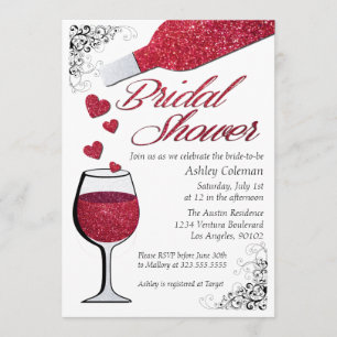 Glitter Wine Bridal Shower Invitation