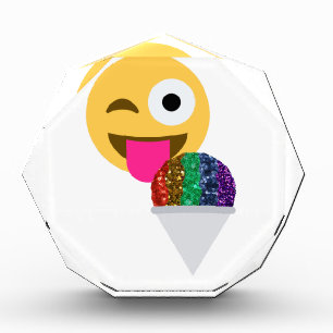 glitter wink emoji acrylic award