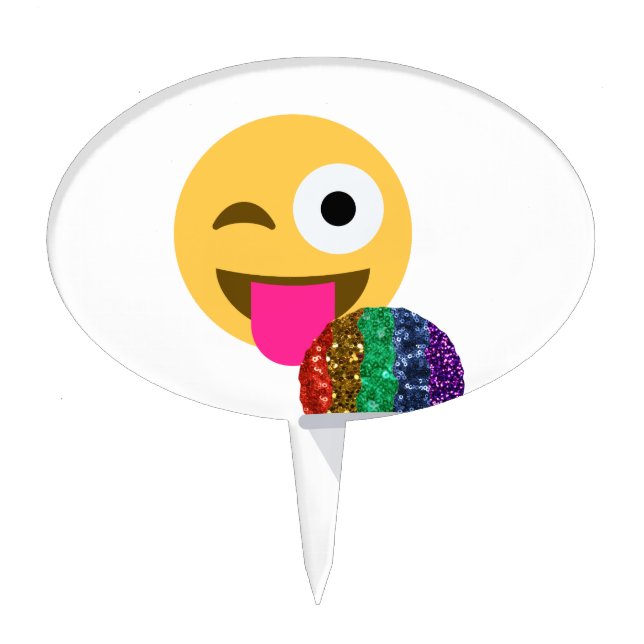 glitter wink emoji cake topper (Front)