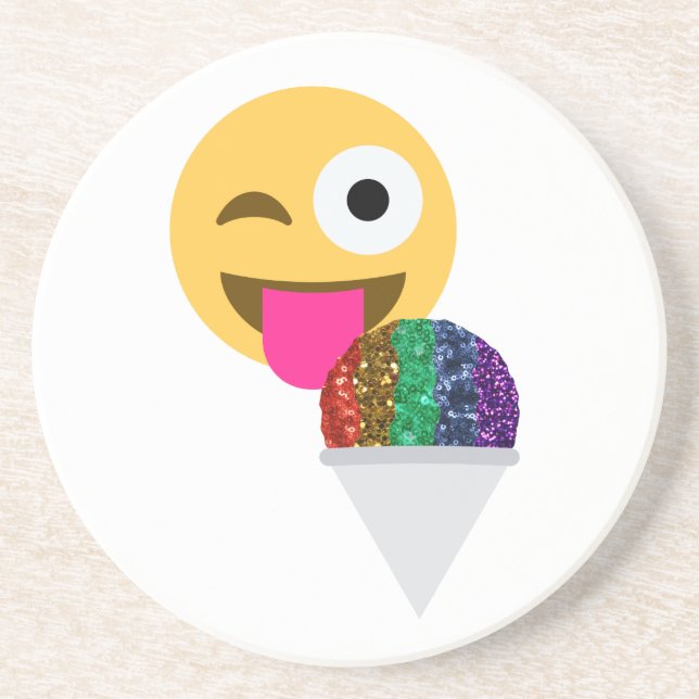 glitter wink emoji drink coaster (Front)