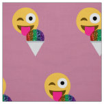 glitter wink emoji fabric