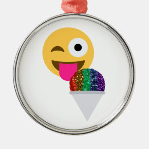 glitter wink emoji metal ornament