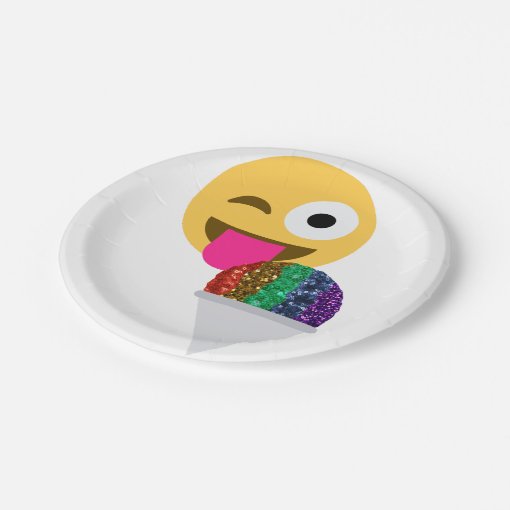 glitter wink emoji paper plates Zazzle