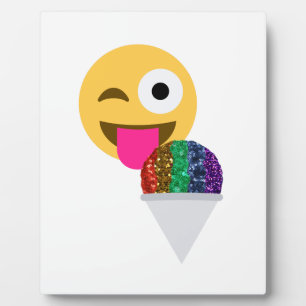 glitter wink emoji plaque