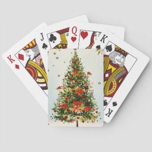 Glitter Winter Deer Forest Rose Floral Watercolor Poker Cards