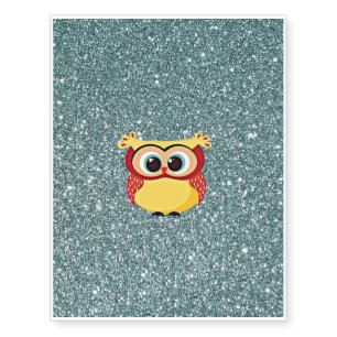 Glitter with Owl Temporary Tattoos